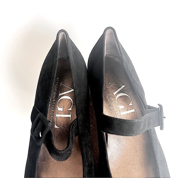 AGL Attilio Giusti Leombruni Black Suede Leather Mary Jane Low-Heel Pumps | 39.5 - Picture 4 of 14